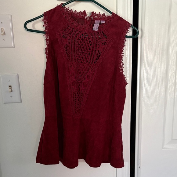 Alya Tops - Suede Sleeveless Peplum